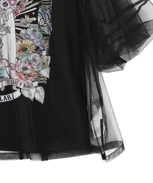 iS ScoLar（イズスカラー）の「562266：チュール＆彫像柄タンク SETトップス（Tシャツ/カットソー・レディース・ブラック/オフホワイト・M）」の14枚目の写真