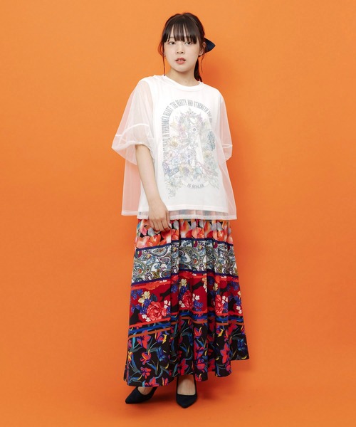 iS ScoLar（イズスカラー）の「562266：チュール＆彫像柄タンク SETトップス（Tシャツ/カットソー・レディース・ブラック/オフホワイト・M）」の12枚目の写真