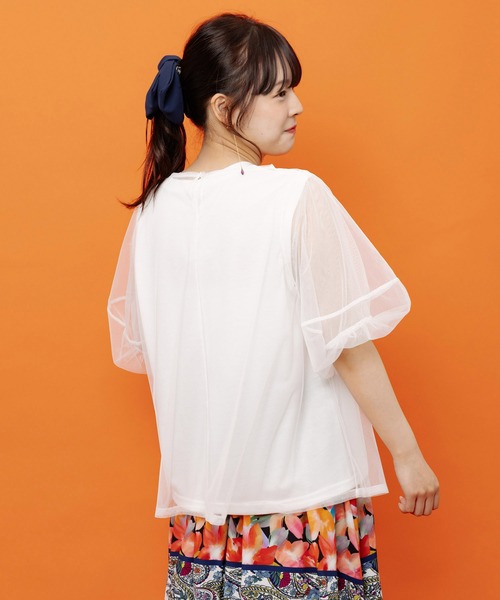 iS ScoLar（イズスカラー）の「562266：チュール＆彫像柄タンク SETトップス（Tシャツ/カットソー・レディース・ブラック/オフホワイト・M）」の9枚目の写真