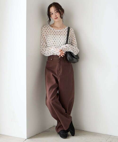 forksy.(フォルクシー)の「【forksy.】レースシアー シャーリングロンT / 花柄・ドット(Tシャツ/カットソー・レディース・ブラック系/グレー系/ブラック系1/グレー系1/ホワイト系1/ホワイト系・FREE)」の18枚目の写真