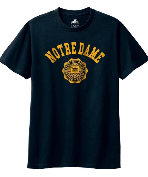 Ol' Basics(オールベーシックス)の「Ol' Basics(オール・ベーシックス) 半袖Tシャツ NOTREDAME ロゴ カレッジロゴ プリント 5.6オンス トップス カットソー レディース(Tシャツ/カットソー・レディース・ブラック/バーガンディー/オリーブ/ネイビー・L/M)」の3枚目の写真