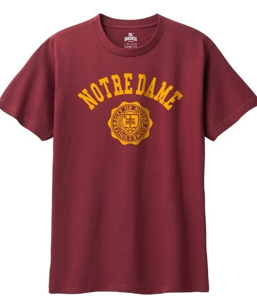 Ol' Basics(オールベーシックス)の「Ol' Basics(オール・ベーシックス) 半袖Tシャツ NOTREDAME ロゴ カレッジロゴ プリント 5.6オンス トップス カットソー レディース(Tシャツ/カットソー・レディース・ブラック/バーガンディー/オリーブ/ネイビー・L/M)」の4枚目の写真