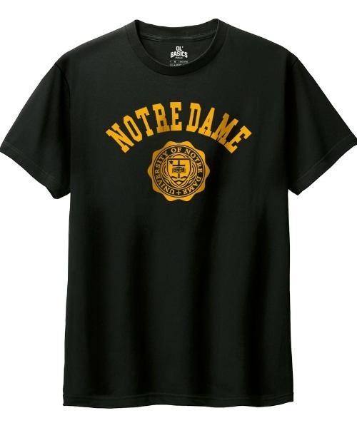 Ol' Basics(オールベーシックス)の「Ol' Basics(オール・ベーシックス) 半袖Tシャツ NOTREDAME ロゴ カレッジロゴ プリント 5.6オンス トップス カットソー レディース(Tシャツ/カットソー・レディース・ブラック/バーガンディー/オリーブ/ネイビー・L/M)」の2枚目の写真