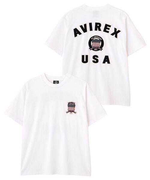 AVIREX(アヴィレックス)の「SIGNATURE VARSITY LOGO T-SHIRT / シグネチャーバーシティー ロゴ 半袖Tシャツ / AVIREX / アヴィレックス(Tシャツ/カットソー・メンズ・ホワイト/ブラック/レッド/ブルー・MEDIUM/LARGE/X-LARGE/XX-LARGE)」の1枚目の写真