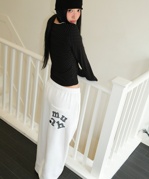 muahmuah（ムーアムーア）の「パッチポケットワイドバンディングパンツ[ホワイト]（スウェットパンツ・レディース・その他・FREE）」の9枚目の写真