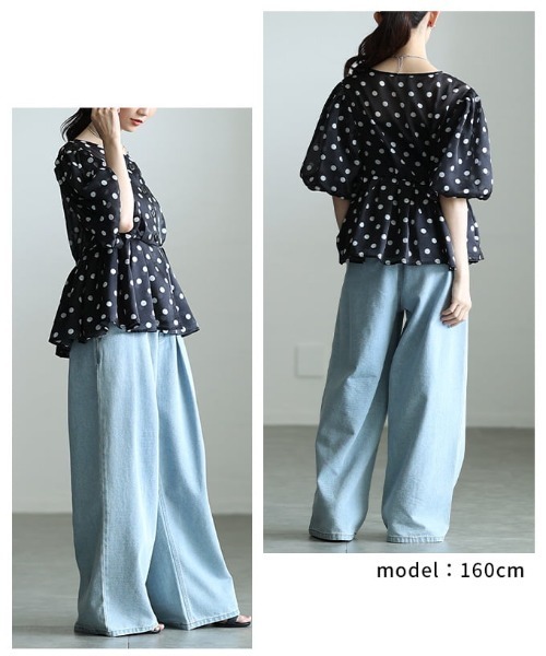 Sawa a la mode(サワアラモード)の「ドット柄シアーペプラムブラウス(シャツ/ブラウス・レディース・ブラック・FREE)」の10枚目の写真