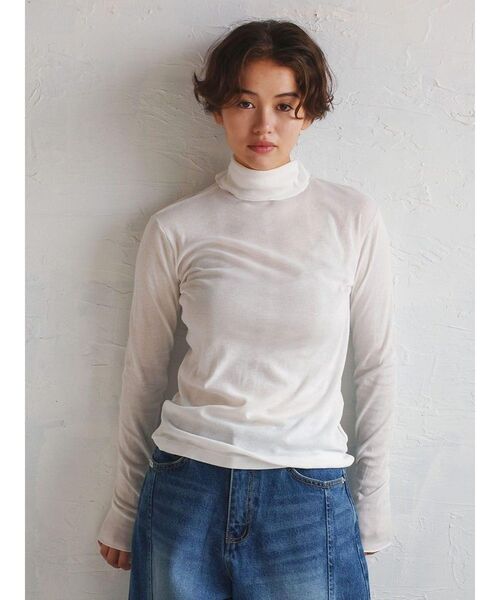 FIKA.(フィーカ)の「LightPrib T/N LStee(Tシャツ/カットソー・レディース・オフホワイト/オレンジ系1/ブラック・FREE)」の9枚目の写真