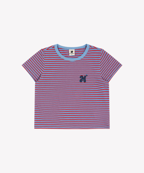 MYSHELL（マイシェル）の「ソフリー ストライプ クロップ 半袖Tシャツ_40943TS（Tシャツ/カットソー・レディース・レッド/ベージュ・FREE）」の3枚目の写真