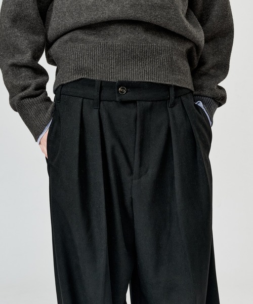 WETTEMPT（ウィテンプト）の「FLANNEL 2 TUCK SLACKS / フランネル2タックスラックス（スラックス・メンズ・ブラック/チャコールグレー・MEDIUM/LARGE/SMALL）」の10枚目の写真