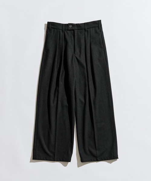 WETTEMPT（ウィテンプト）の「FLANNEL 2 TUCK SLACKS / フランネル2タックスラックス（スラックス・メンズ・ブラック/チャコールグレー・MEDIUM/LARGE/SMALL）」の3枚目の写真