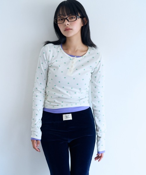 common gull products.(コモンガルプロダクツ)の「ひとえふたえパックロンtee(Tシャツ/カットソー・レディース・パープル系/チャコール/レッド系/ミント/ネイビー/サックスブルー・SMALL/MEDIUM/LARGE)」の5枚目の写真