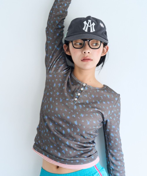 common gull products.(コモンガルプロダクツ)の「ひとえふたえパックロンtee(Tシャツ/カットソー・レディース・パープル系/チャコール/レッド系/ミント/ネイビー/サックスブルー・SMALL/MEDIUM/LARGE)」の2枚目の写真