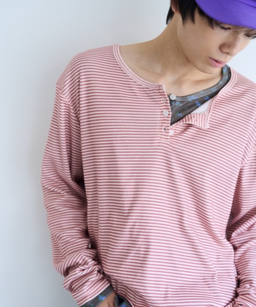 common gull products.(コモンガルプロダクツ)の「ひとえふたえパックロンtee(Tシャツ/カットソー・レディース・パープル系/チャコール/レッド系/ミント/ネイビー/サックスブルー・SMALL/MEDIUM/LARGE)」の9枚目の写真