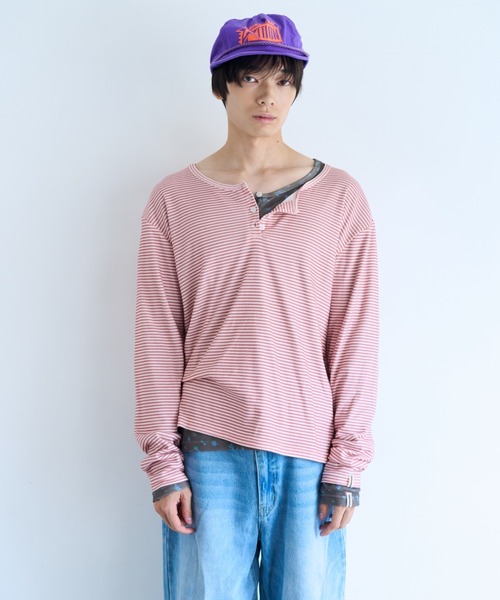 common gull products.(コモンガルプロダクツ)の「ひとえふたえパックロンtee(Tシャツ/カットソー・レディース・パープル系/チャコール/レッド系/ミント/ネイビー/サックスブルー・SMALL/MEDIUM/LARGE)」の8枚目の写真