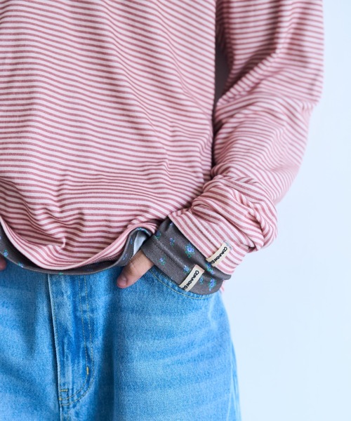 common gull products.(コモンガルプロダクツ)の「ひとえふたえパックロンtee(Tシャツ/カットソー・レディース・パープル系/チャコール/レッド系/ミント/ネイビー/サックスブルー・SMALL/MEDIUM/LARGE)」の10枚目の写真