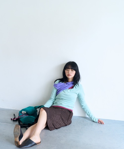 common gull products.(コモンガルプロダクツ)の「ひとえふたえパックロンtee(Tシャツ/カットソー・レディース・パープル系/チャコール/レッド系/ミント/ネイビー/サックスブルー・SMALL/MEDIUM/LARGE)」の14枚目の写真