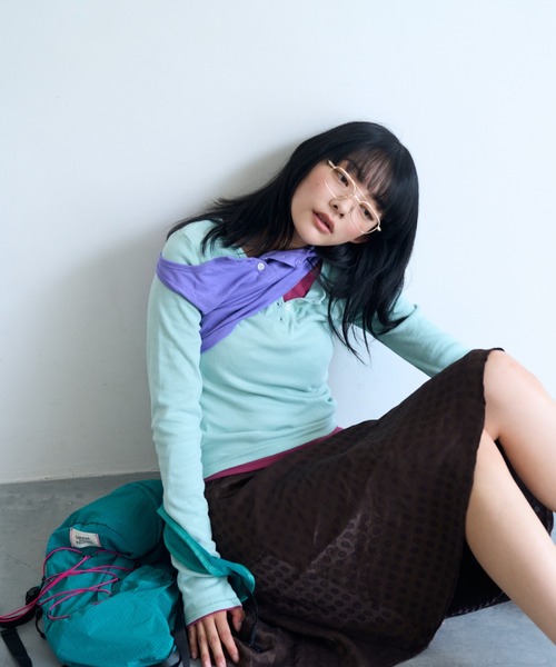 common gull products.(コモンガルプロダクツ)の「ひとえふたえパックロンtee(Tシャツ/カットソー・レディース・パープル系/チャコール/レッド系/ミント/ネイビー/サックスブルー・SMALL/MEDIUM/LARGE)」の15枚目の写真