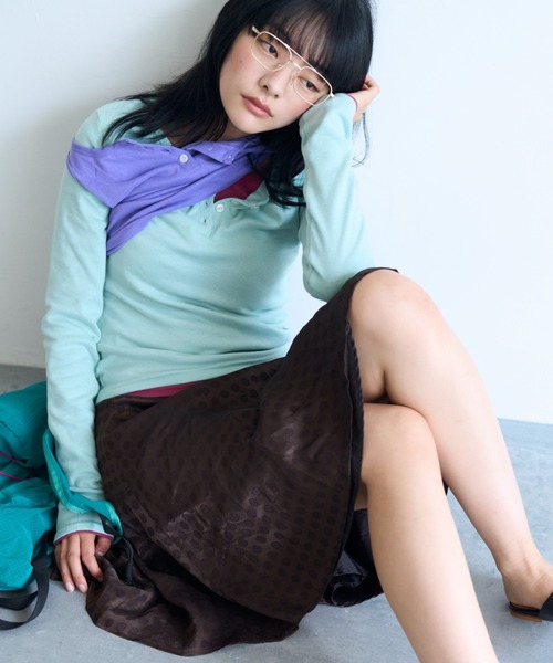 common gull products.(コモンガルプロダクツ)の「ひとえふたえパックロンtee(Tシャツ/カットソー・レディース・パープル系/チャコール/レッド系/ミント/ネイビー/サックスブルー・SMALL/MEDIUM/LARGE)」の17枚目の写真