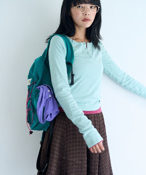 common gull products.(コモンガルプロダクツ)の「ひとえふたえパックロンtee(Tシャツ/カットソー・レディース・パープル系/チャコール/レッド系/ミント/ネイビー/サックスブルー・SMALL/MEDIUM/LARGE)」の18枚目の写真