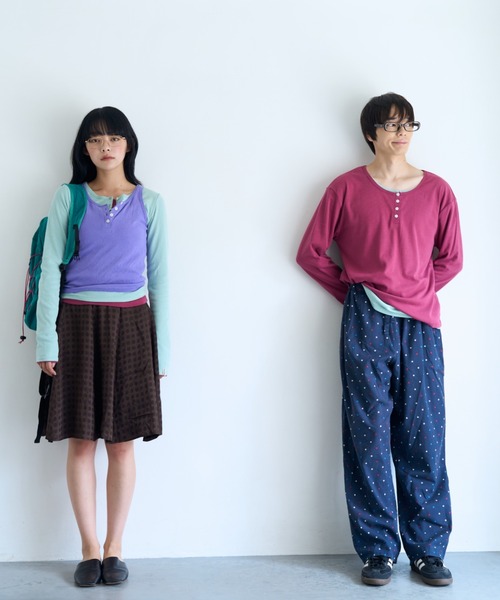 common gull products.(コモンガルプロダクツ)の「ひとえふたえパックロンtee(Tシャツ/カットソー・レディース・パープル系/チャコール/レッド系/ミント/ネイビー/サックスブルー・SMALL/MEDIUM/LARGE)」の22枚目の写真
