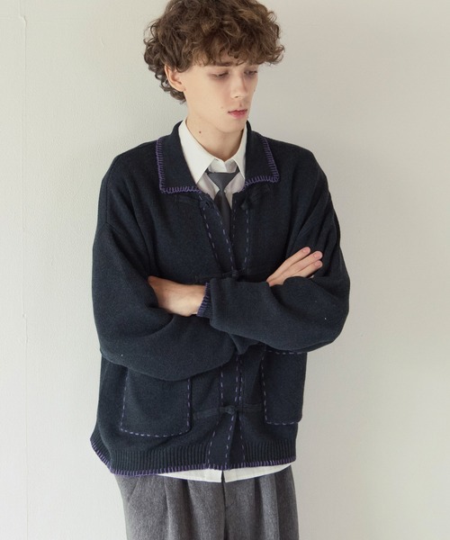 PBLIM（ページボーイリム）の「《UNISEX》チャイナポロニット（ニット/セーター・レディース・アイボリー/チャコールグレー・FREE）」の19枚目の写真