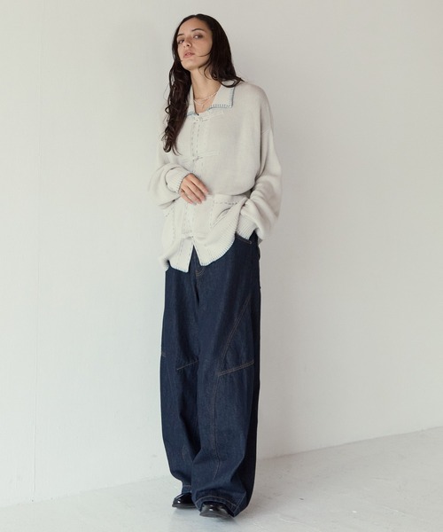PBLIM（ページボーイリム）の「《UNISEX》チャイナポロニット（ニット/セーター・レディース・アイボリー/チャコールグレー・FREE）」の8枚目の写真