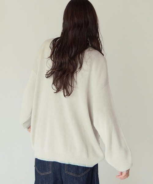 PBLIM（ページボーイリム）の「《UNISEX》チャイナポロニット（ニット/セーター・レディース・アイボリー/チャコールグレー・FREE）」の5枚目の写真