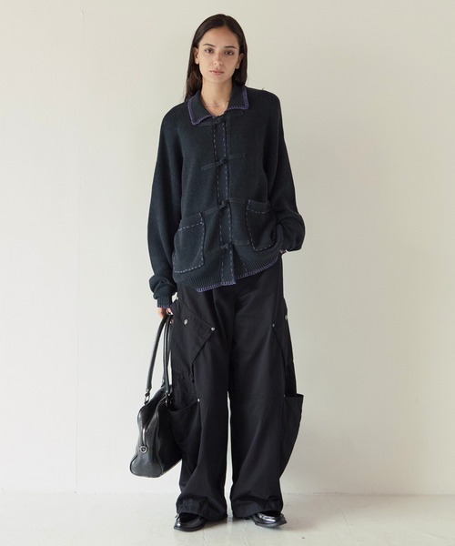 PBLIM（ページボーイリム）の「《UNISEX》チャイナポロニット（ニット/セーター・レディース・アイボリー/チャコールグレー・FREE）」の16枚目の写真