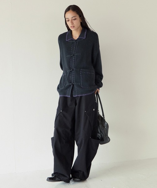 PBLIM（ページボーイリム）の「《UNISEX》チャイナポロニット（ニット/セーター・レディース・アイボリー/チャコールグレー・FREE）」の17枚目の写真