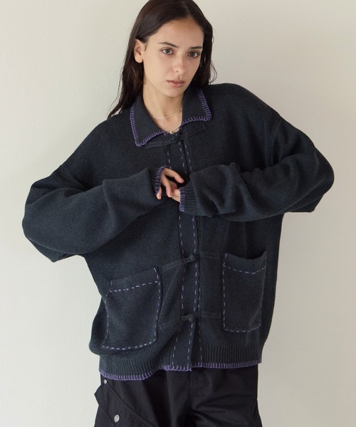 PBLIM（ページボーイリム）の「《UNISEX》チャイナポロニット（ニット/セーター・レディース・アイボリー/チャコールグレー・FREE）」の11枚目の写真