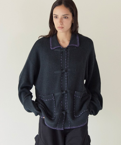 PBLIM（ページボーイリム）の「《UNISEX》チャイナポロニット（ニット/セーター・レディース・アイボリー/チャコールグレー・FREE）」の12枚目の写真