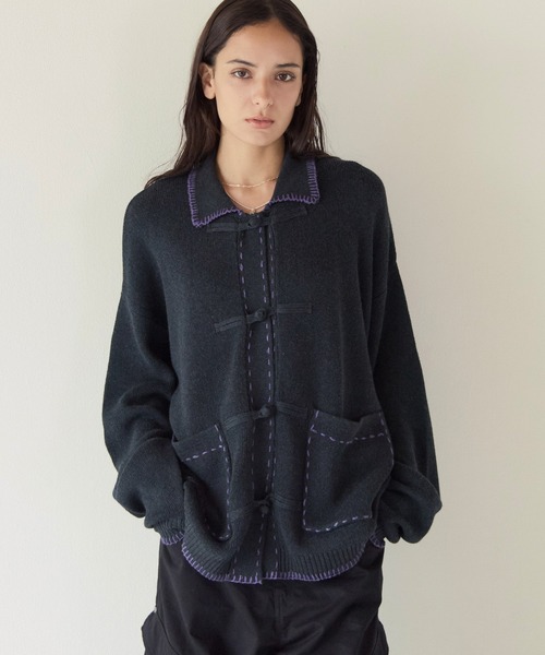 PBLIM（ページボーイリム）の「《UNISEX》チャイナポロニット（ニット/セーター・レディース・アイボリー/チャコールグレー・FREE）」の13枚目の写真
