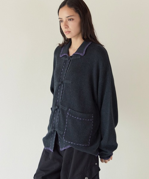 PBLIM（ページボーイリム）の「《UNISEX》チャイナポロニット（ニット/セーター・レディース・アイボリー/チャコールグレー・FREE）」の14枚目の写真