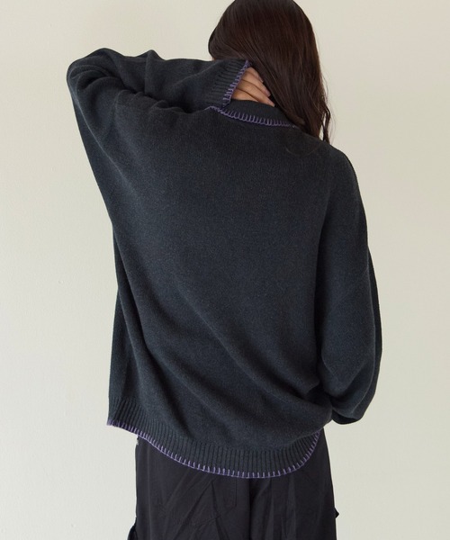 PBLIM（ページボーイリム）の「《UNISEX》チャイナポロニット（ニット/セーター・レディース・アイボリー/チャコールグレー・FREE）」の15枚目の写真