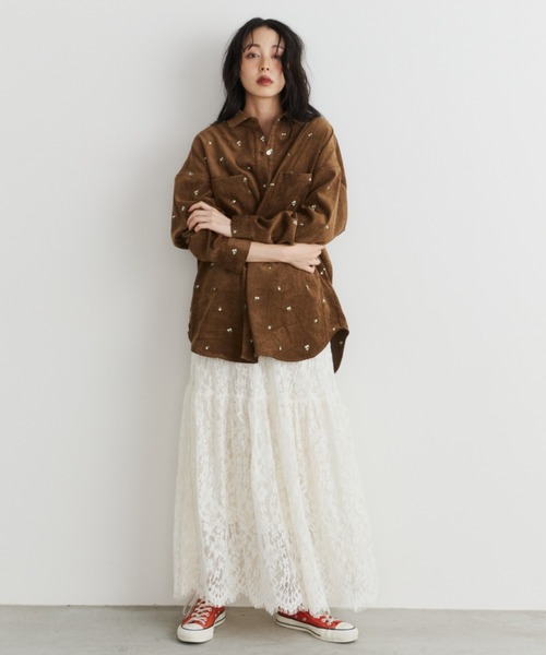 Unitage(ユニテージ)の「刺繍コーデュロイシャツ(シャツ/ブラウス・レディース・ブラウン/アイボリー・FREE)」の18枚目の写真