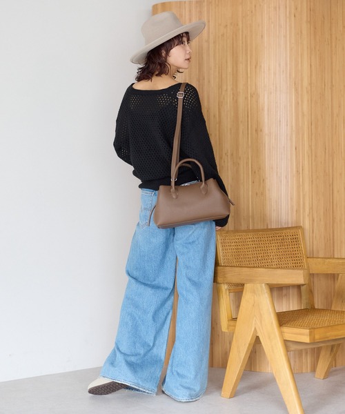 gossara（ゴサラ）の「【gossara ヘルシーに着こなす】キャミ付き深V透かし編みニット（ニット/セーター・レディース・ブラック/ブラウン/ライトベージュ・FREE）」の17枚目の写真