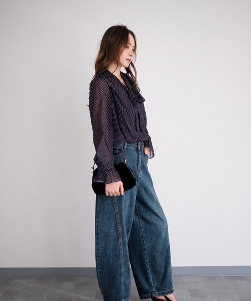 murea(ミュレア)の「ドット柄シアーボウタイカシュクールブラウス(シャツ/ブラウス・レディース・ブラウン/ブラック・FREE)」の5枚目の写真