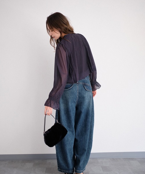 murea(ミュレア)の「ドット柄シアーボウタイカシュクールブラウス(シャツ/ブラウス・レディース・ブラウン/ブラック・FREE)」の6枚目の写真