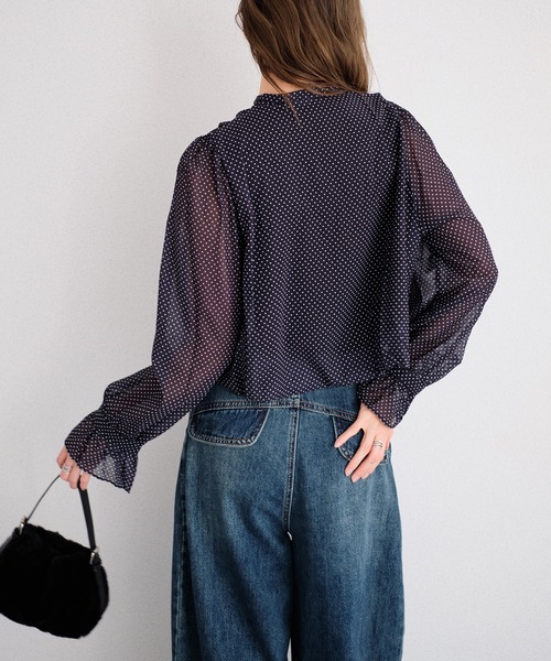 murea(ミュレア)の「ドット柄シアーボウタイカシュクールブラウス(シャツ/ブラウス・レディース・ブラウン/ブラック・FREE)」の11枚目の写真