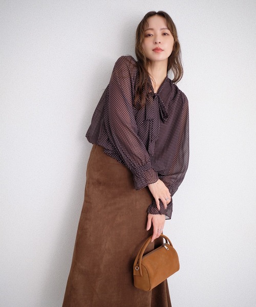murea(ミュレア)の「ドット柄シアーボウタイカシュクールブラウス(シャツ/ブラウス・レディース・ブラウン/ブラック・FREE)」の14枚目の写真