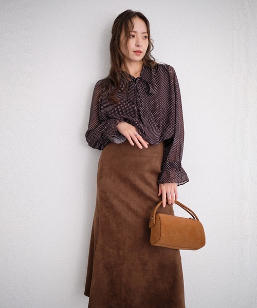 murea(ミュレア)の「ドット柄シアーボウタイカシュクールブラウス(シャツ/ブラウス・レディース・ブラウン/ブラック・FREE)」の15枚目の写真