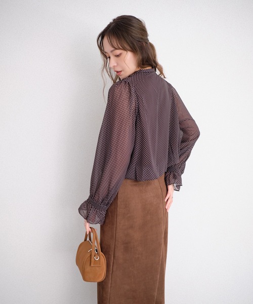 murea(ミュレア)の「ドット柄シアーボウタイカシュクールブラウス(シャツ/ブラウス・レディース・ブラウン/ブラック・FREE)」の16枚目の写真
