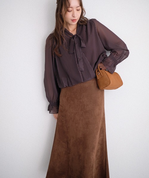 murea(ミュレア)の「ドット柄シアーボウタイカシュクールブラウス(シャツ/ブラウス・レディース・ブラウン/ブラック・FREE)」の19枚目の写真