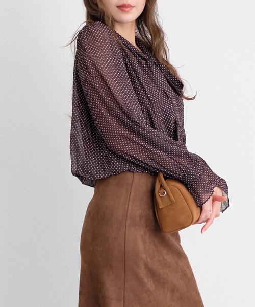 murea(ミュレア)の「ドット柄シアーボウタイカシュクールブラウス(シャツ/ブラウス・レディース・ブラウン/ブラック・FREE)」の21枚目の写真