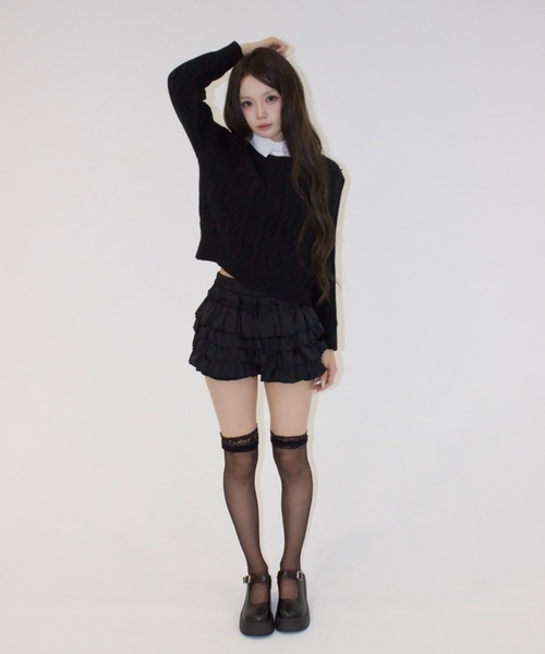 REINE NOIRE(レーヌノワール)の「Cherie Collar Knit. / シェリーカラーニット(ニット/セーター・レディース・ブラック・FREE)」の3枚目の写真