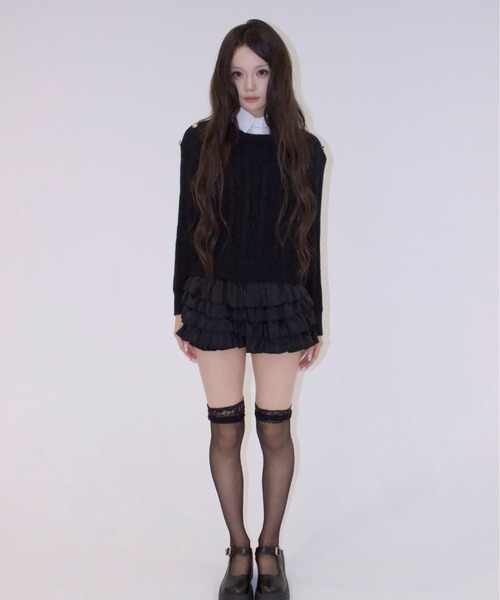 REINE NOIRE(レーヌノワール)の「Cherie Collar Knit. / シェリーカラーニット(ニット/セーター・レディース・ブラック・FREE)」の5枚目の写真