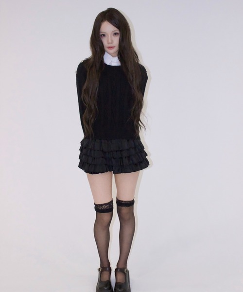REINE NOIRE(レーヌノワール)の「Cherie Collar Knit. / シェリーカラーニット(ニット/セーター・レディース・ブラック・FREE)」の6枚目の写真
