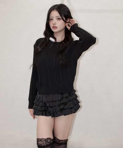 REINE NOIRE(レーヌノワール)の「Cherie Collar Knit. / シェリーカラーニット(ニット/セーター・レディース・ブラック・FREE)」の9枚目の写真