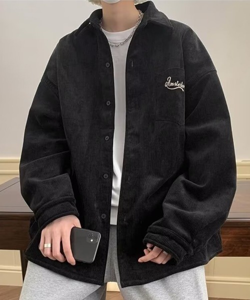 KELVIN(ケルヴァン)の「Wide Rib Corduroy Pocket Shirt ワイドリブコーデュロイポケットシャツ(シャツ/ブラウス・メンズ・ブラック/アイボリー・MEDIUM/LARGE)」の1枚目の写真