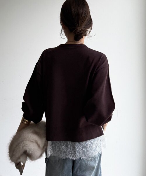 DouDou(ドゥドゥ)の「【WEB限定】レースキャミ+ニットセット(ニット/セーター・レディース・ブラウン/ブラック/チャコールグレー・FREE)」の17枚目の写真